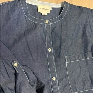 Pure DKNY navy blue/white stitched. button-down adjustable sleeves /never worn